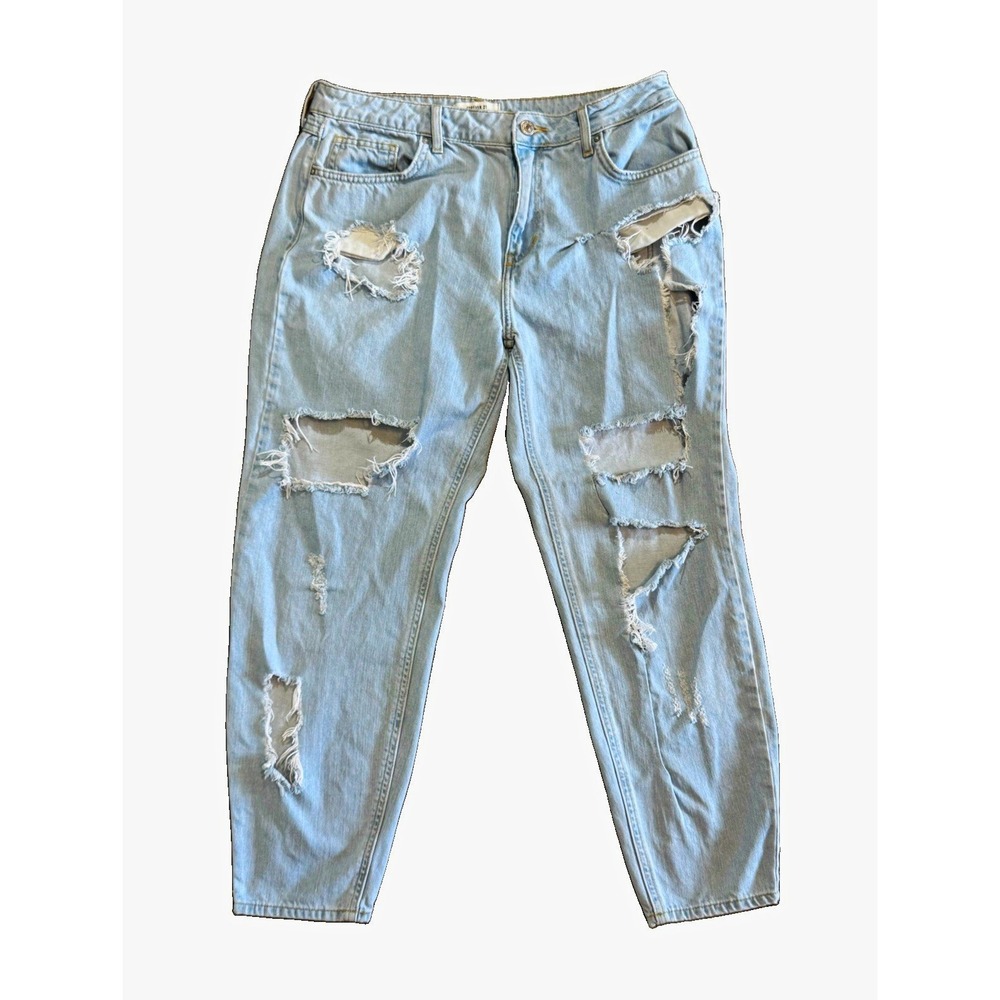 Forever 21 Women's Size 30 Light Wash High Rise Straight Jeans Distressed